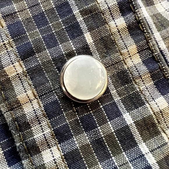 Vintage Wrangler Western Cowboy Button Down Rodeo Ranch Shirt XL Blue Green Tan - Picture 9 of 11